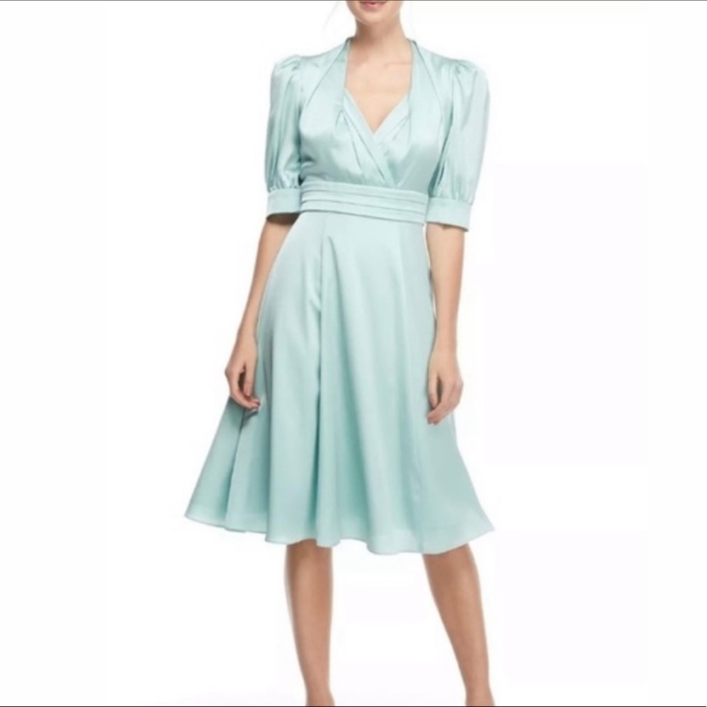 Gal Meets Glam Collection Vera Satin Fit & Flare Dress Size 2